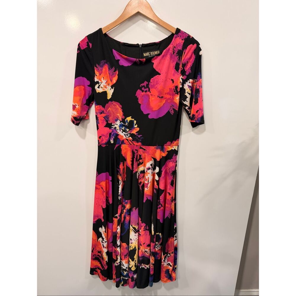 Marc Bouwer Floral Abstract Fit Flare Dress Small